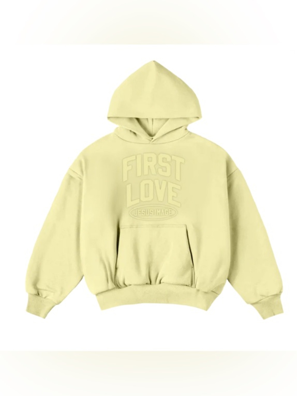 Jesus Image First Love Soft Yellow Kangaroo Pocket Hoodie DOVECO M